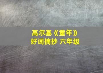 高尔基《童年》好词摘抄 六年级